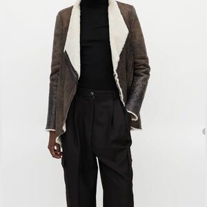 Helmut Lang Weathered Brown Shearling Coat Size P or XS